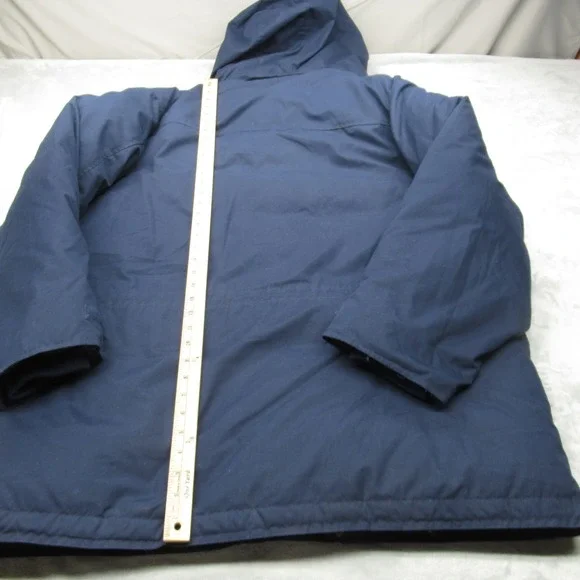 Eddie Bauer Down Jacket Mens XL‎ Tall Blue Hooded Insulated Wool Blend Full Zip